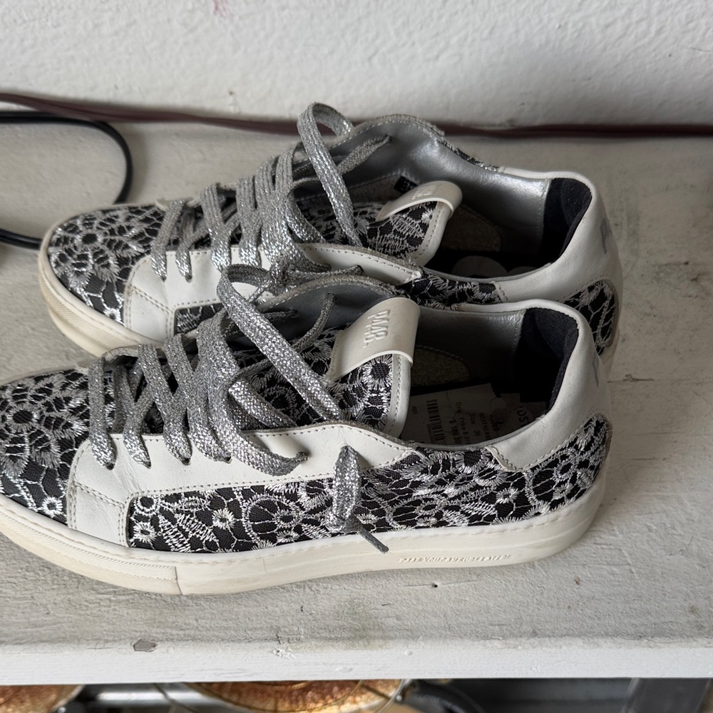 P448  Black and White Lace Sneakers
